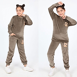 Çocuk takımı likrali penye kadife